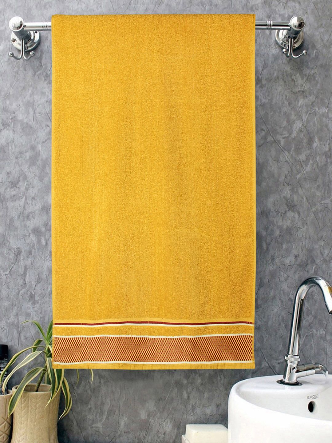 ROMEE Yellow 500GSM Cotton Bath Towel Price in India