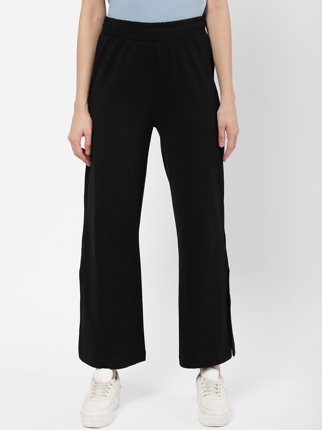 R&B Women Black Flared Trousers Price in India