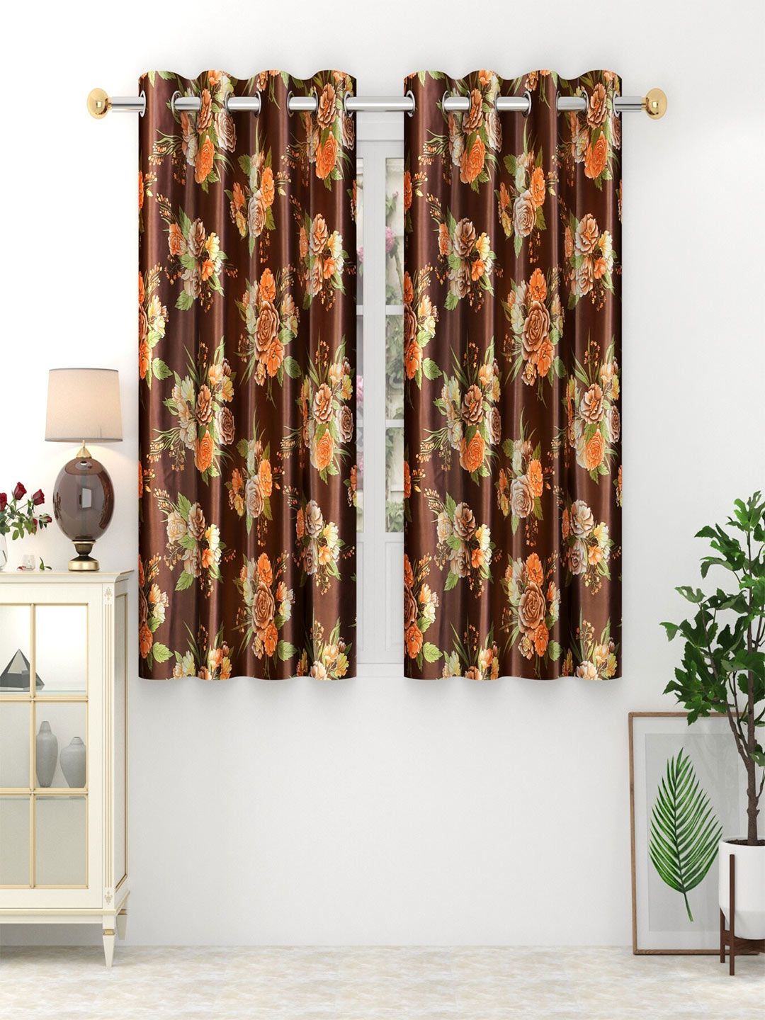 Homefab India Set of 2 Floral Room Darkening Window Curtain Price in India