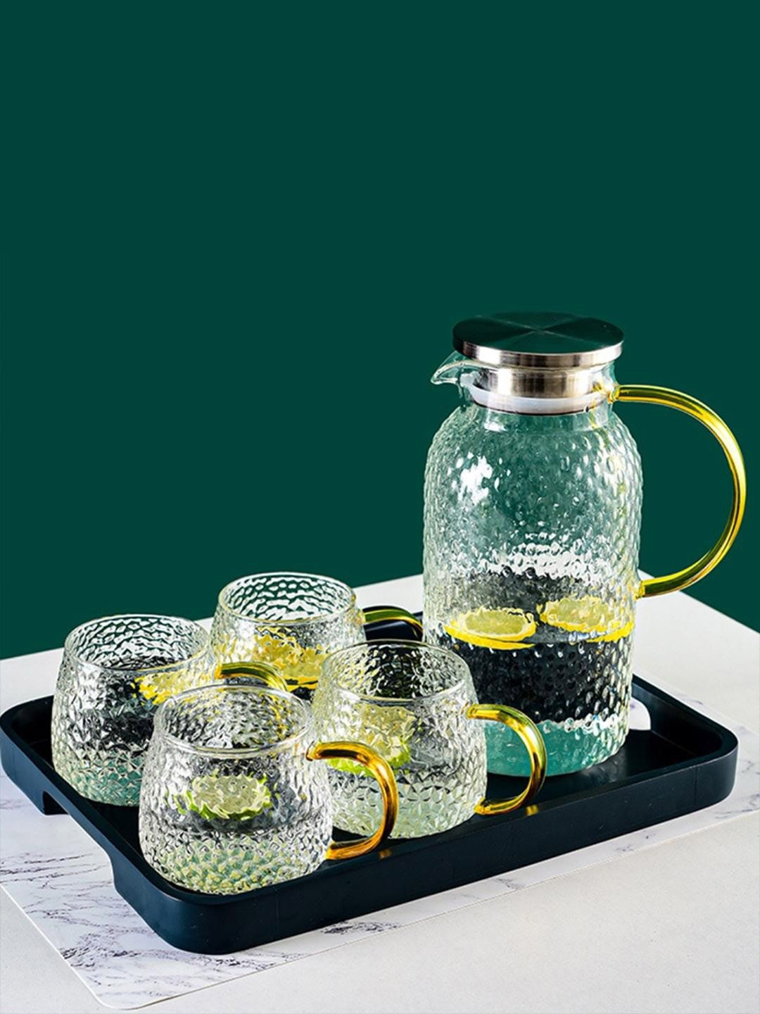 Nestasia Transparent Set Of 4 Glass Juice Cups & Jar Price in India
