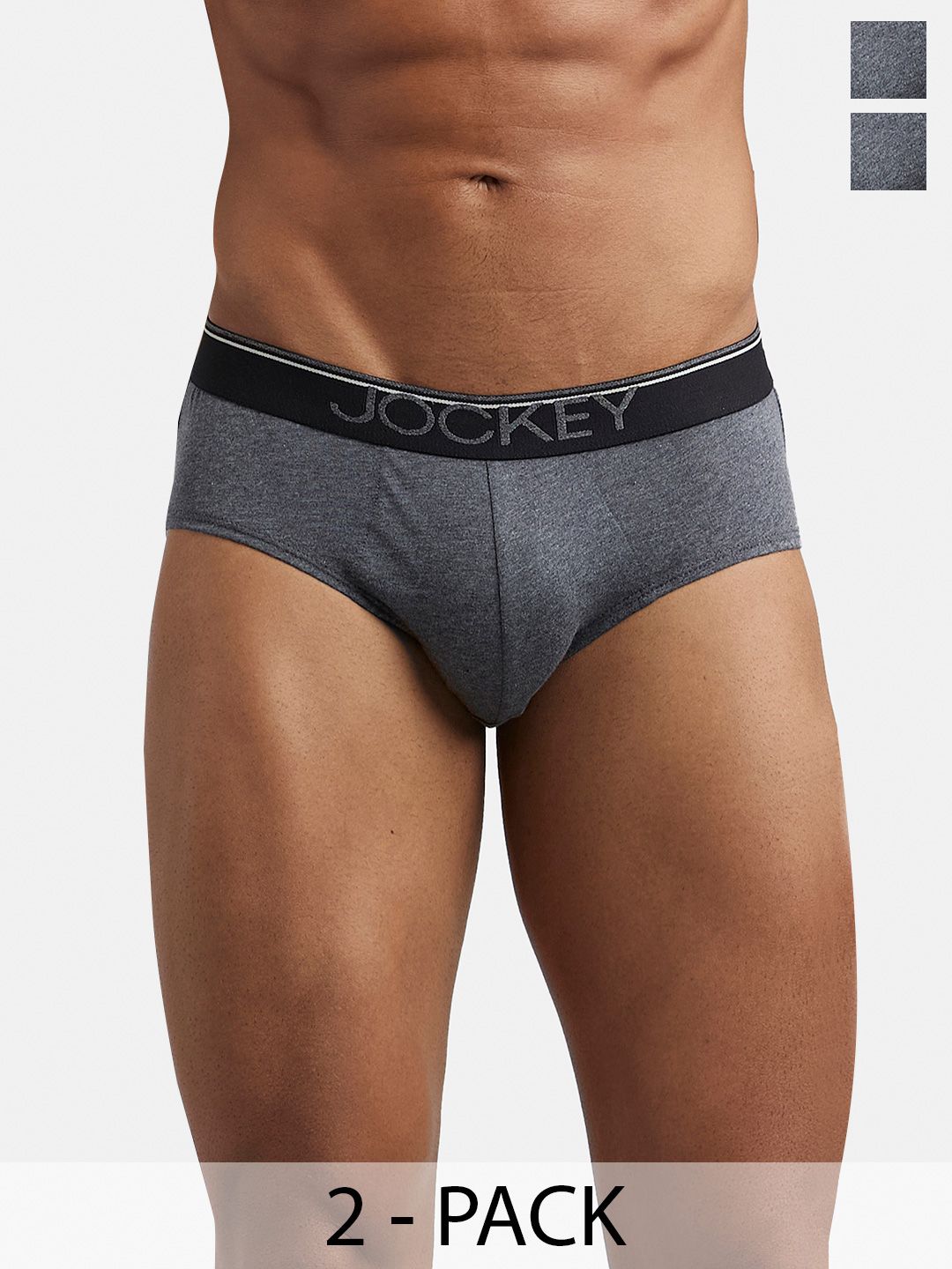 Jockey Pack Of 2 Super Combed Cotton Solid Brief with Ultrasoft Waistband-8037