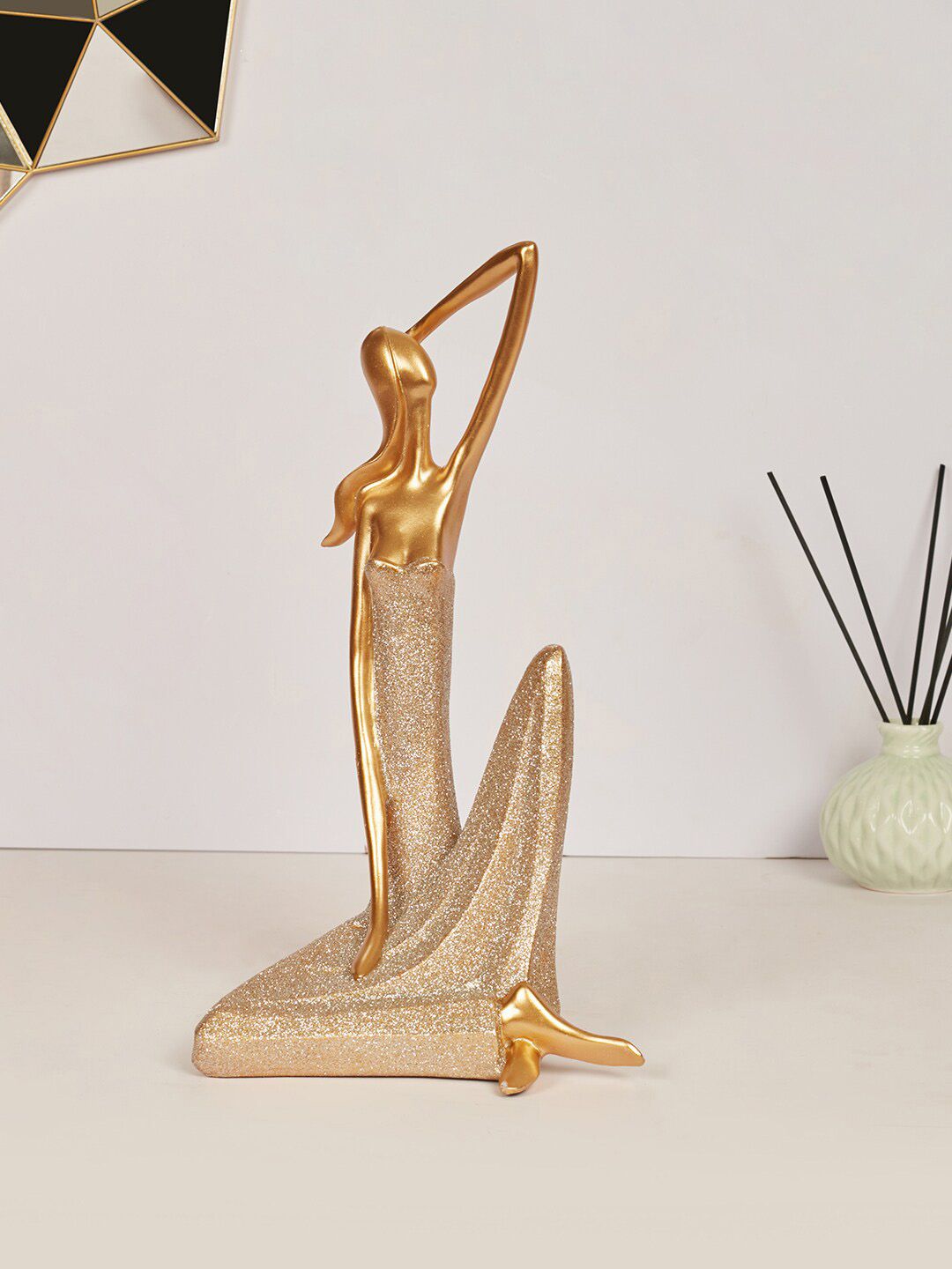 HomeTown Gold-Toned Yoga Lady Figurine Showpieces Price in India
