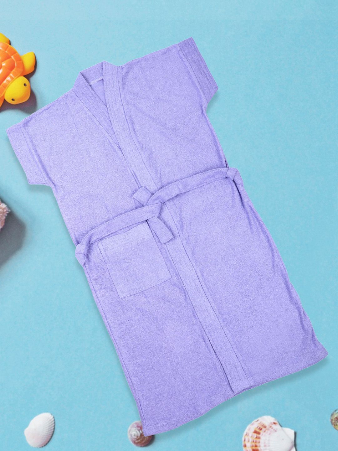 Baby Moo Kids Purple Solid Cotton Bath Robe