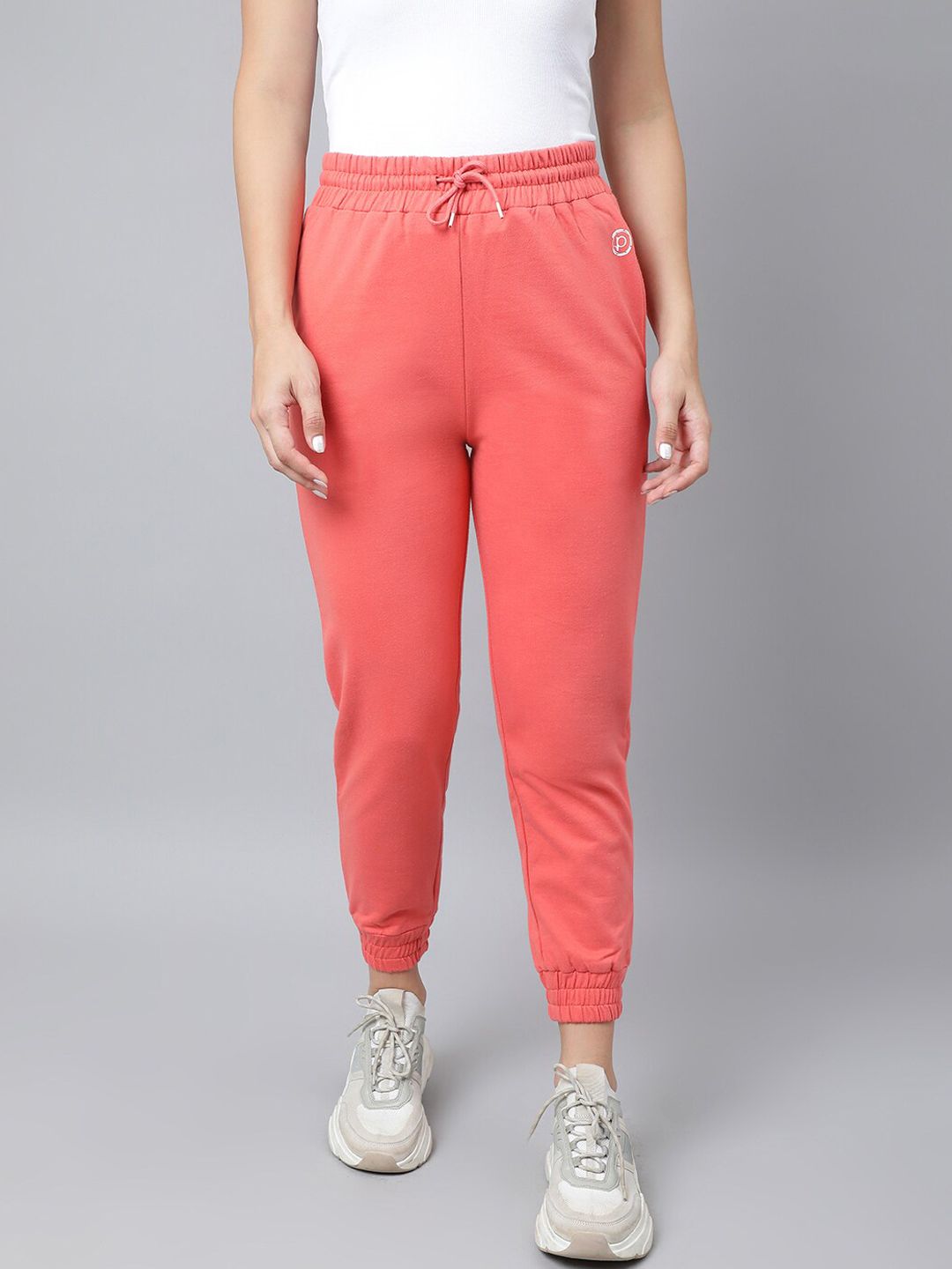 Pritla Women Peach Solid Organic Cotton Joggers Price in India