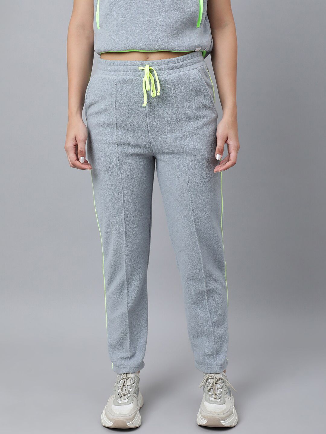 Pritla Women Grey Solid Track Drawstring Pants Price in India