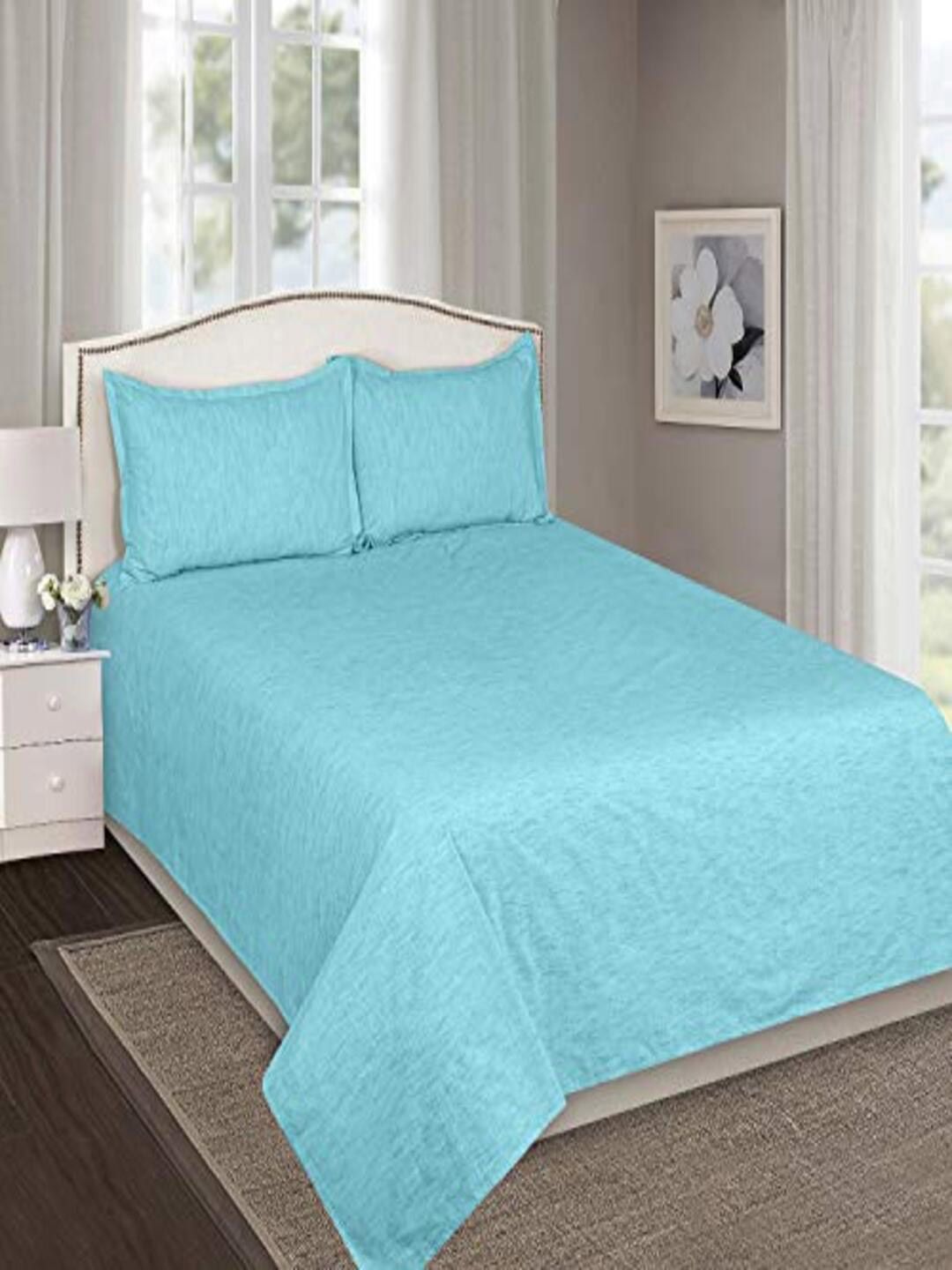 SHADES of LIFE Blue 250 TC King Bedsheet with 2 Pillow Covers Price in India