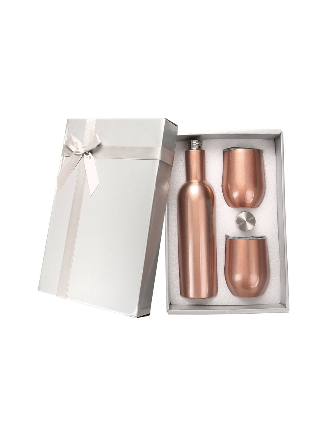 earthism Copper-Toned Solid Stainless Steel Bottle Flask & Tumbler Gift Set - 750 ML Price in India