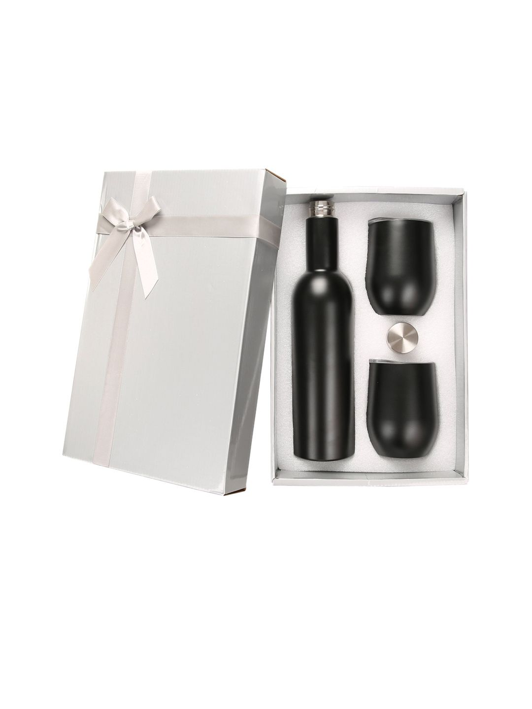 earthism Black Solid Stainless Steel Bottle Flask & Tumbler Gift Set Price in India