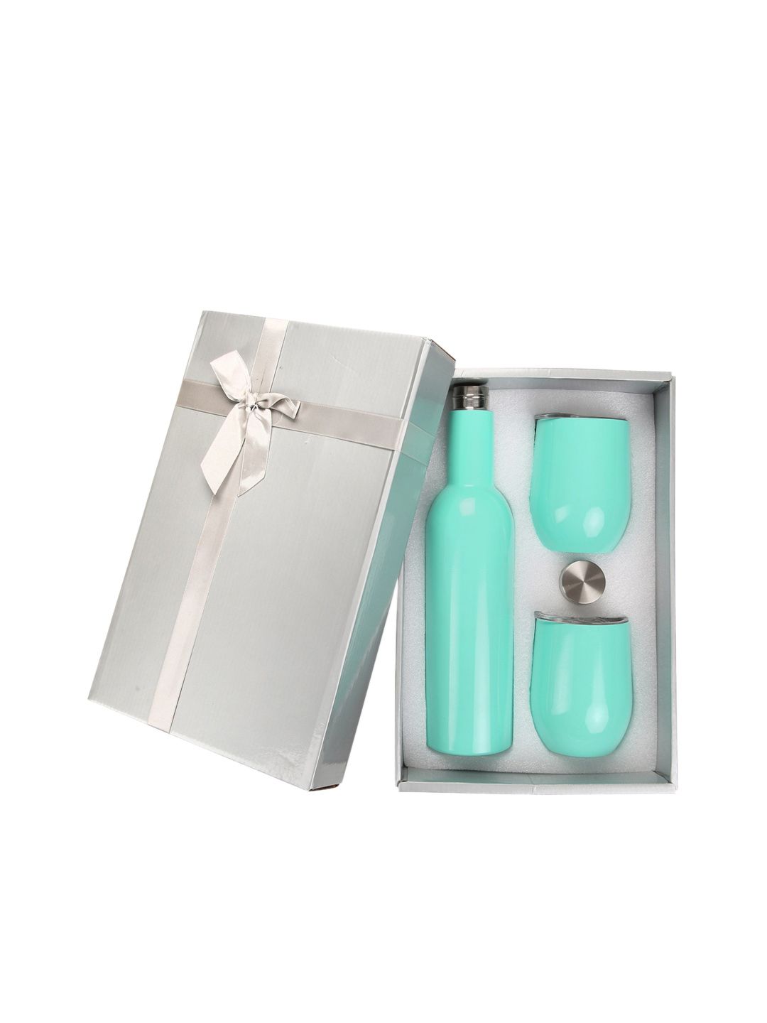 earthism Set of 2 Turquoise Blue Solid Double Wall Vacuum & BPA Free Stainless Steel Water Bottle & Tumbler Set Price in India