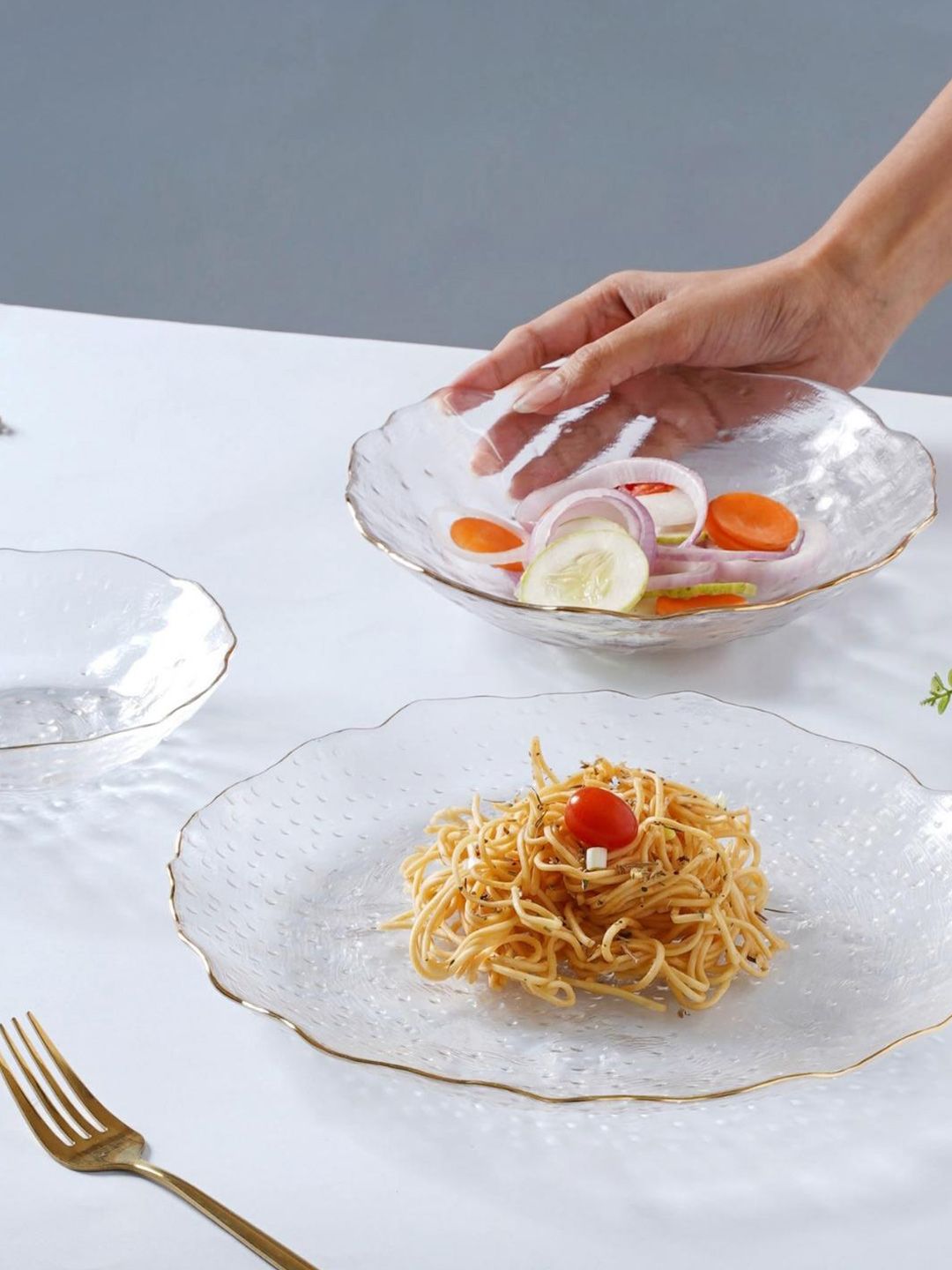 Nestasia Pack Of 3 Textured Glass Plate Dinner Set Price in India