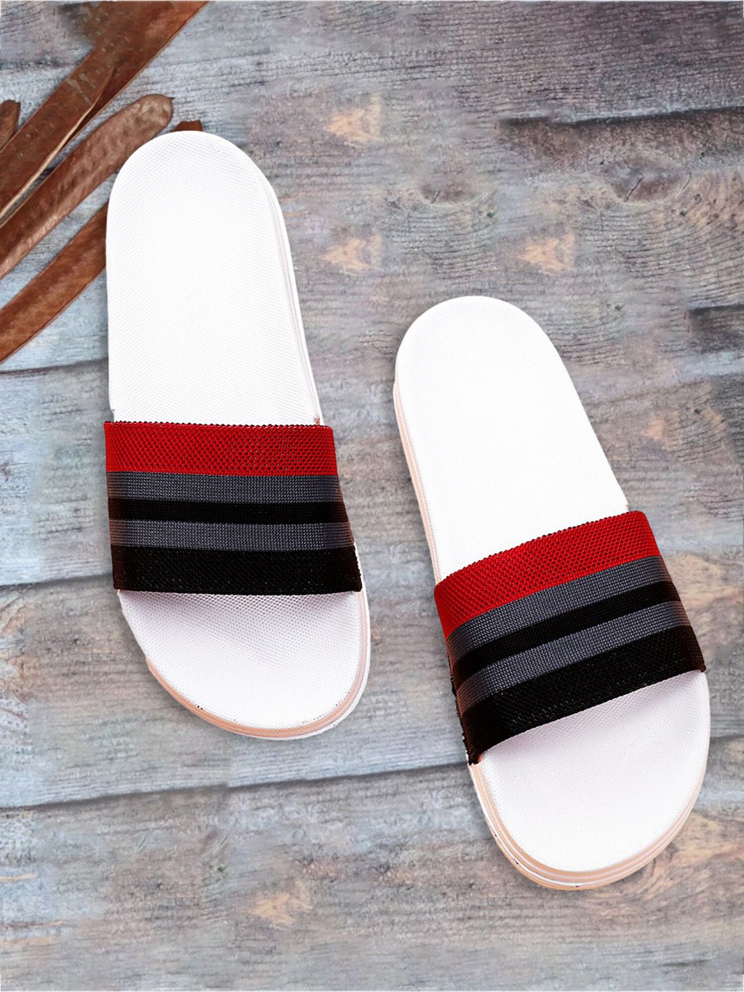 Pampy Angel Men Striped Rubber Sliders