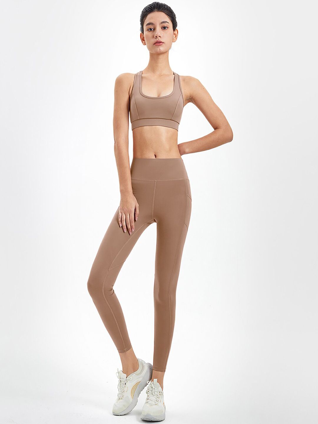 JC Collection Women Brown Solid Ankle Length Dry Fit Training Tights Price in India