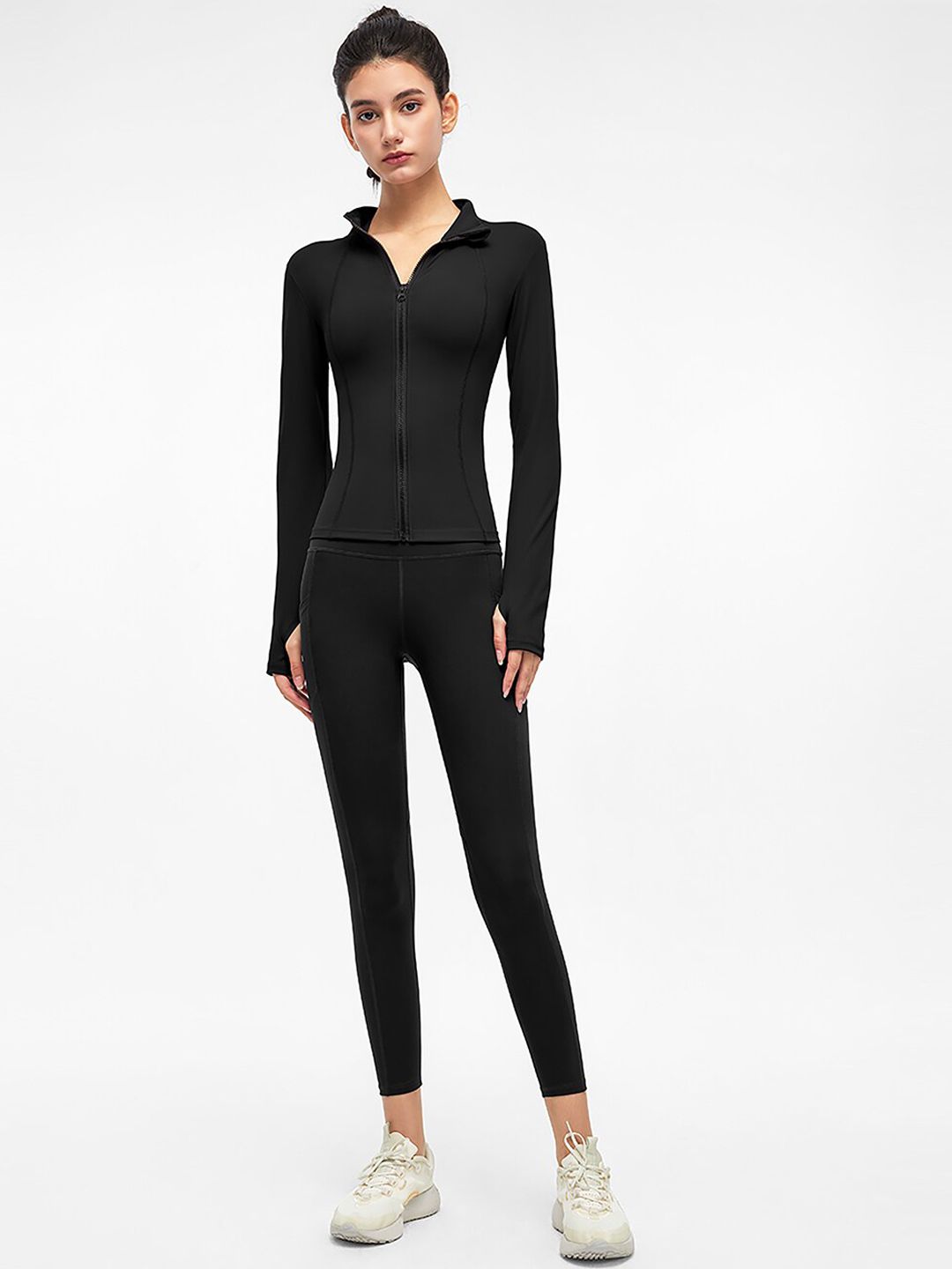 JC Collection Women Black Solid Sports Tracksuit With Jackets Price in India