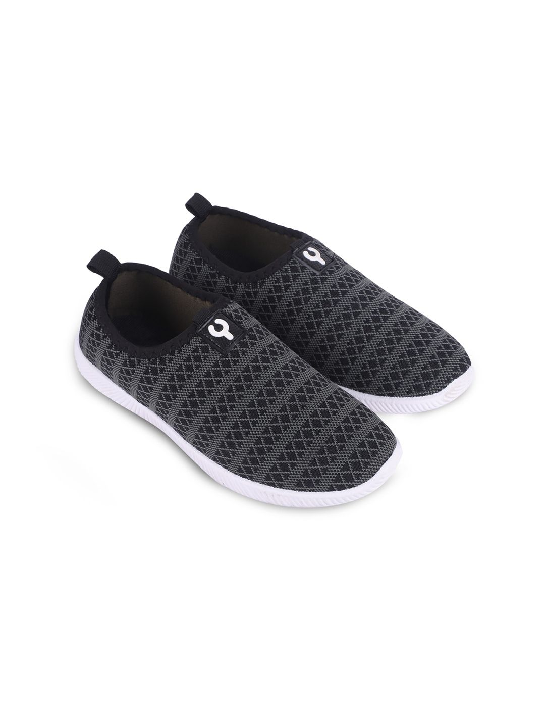 FABBMATE Women Black Woven Design Slip-On Sneakers Price in India