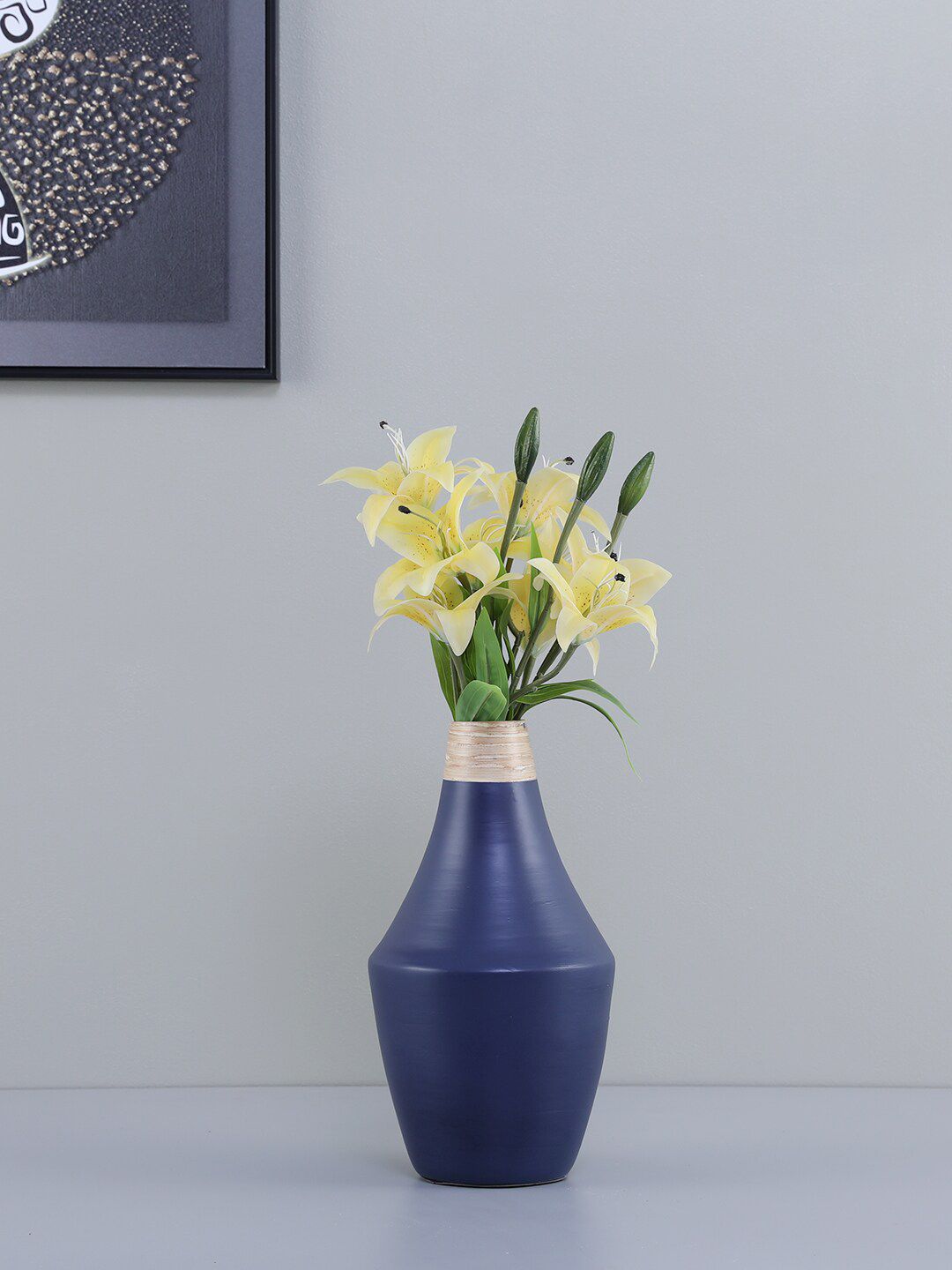 HomeTown Blue Solid Lacquer Vase Price in India