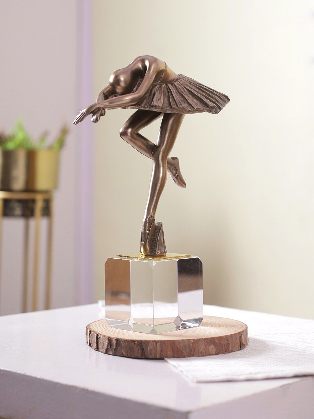 TAYHAA Copper-Toned Glossy Finish PolyRaisin Dancing Ballerina Showpieces Price in India