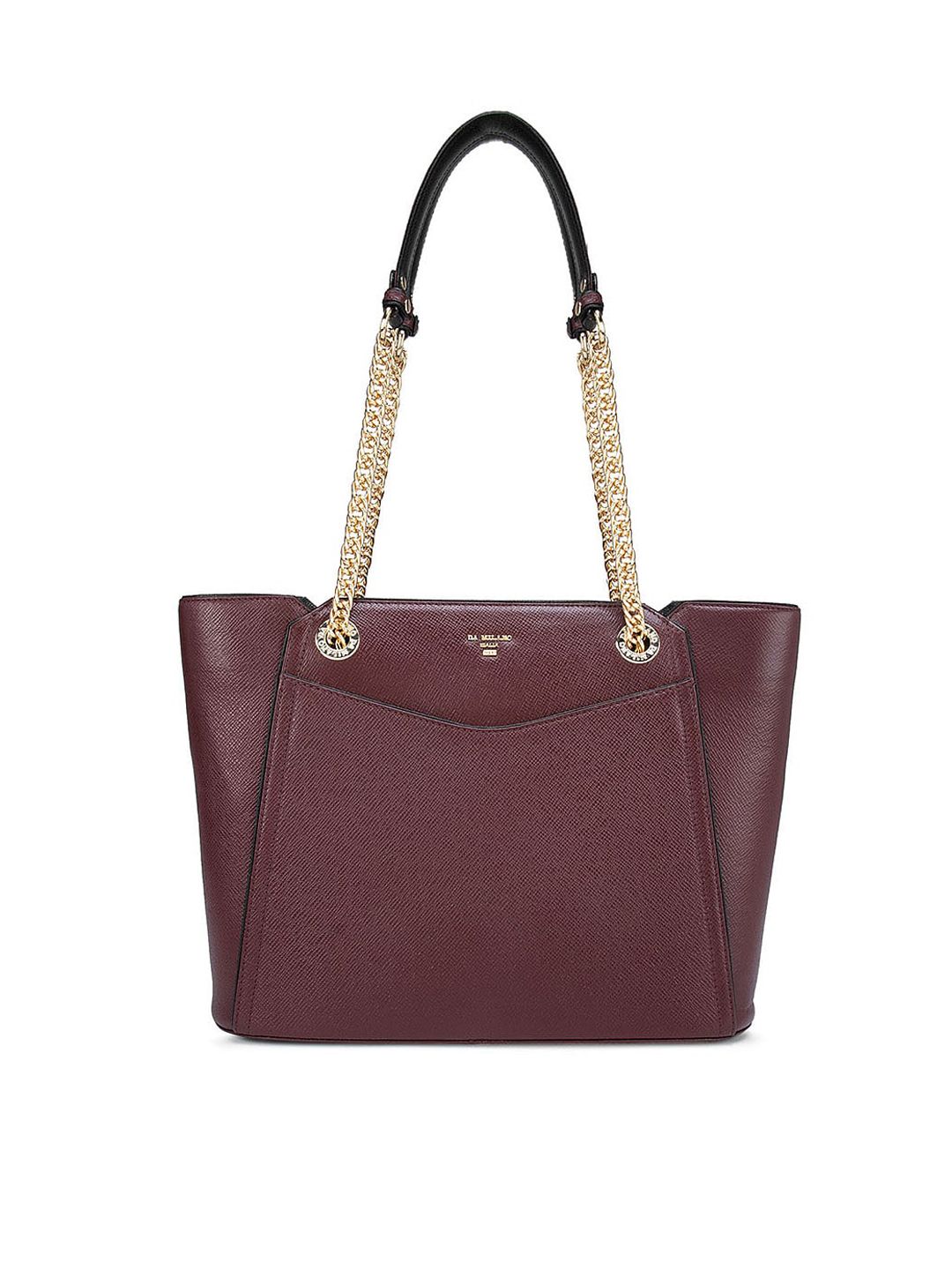 Da Milano Women Burgundy Textured Leather Structured Shoulder Bag