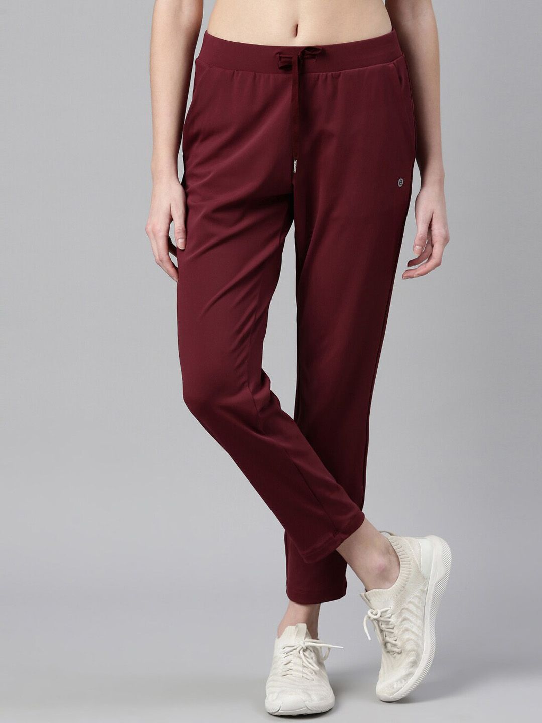 Enamor Women Maroon Solid Drawstring Realex- Fit Track Pants Price in India