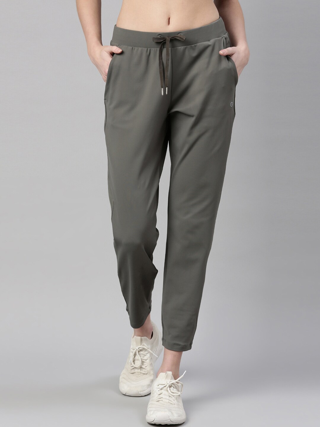 Enamor Women Grey Solid Antimicrobial Realex- Fit Track Pants Price in India