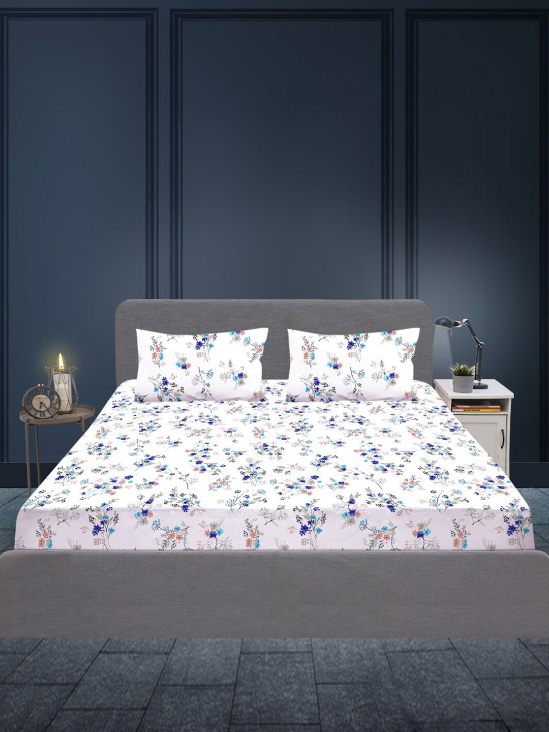 SLEEPX Floral 180 TC Queen Bedsheet Pure Cotton With 2 Pillow Covers Price in India