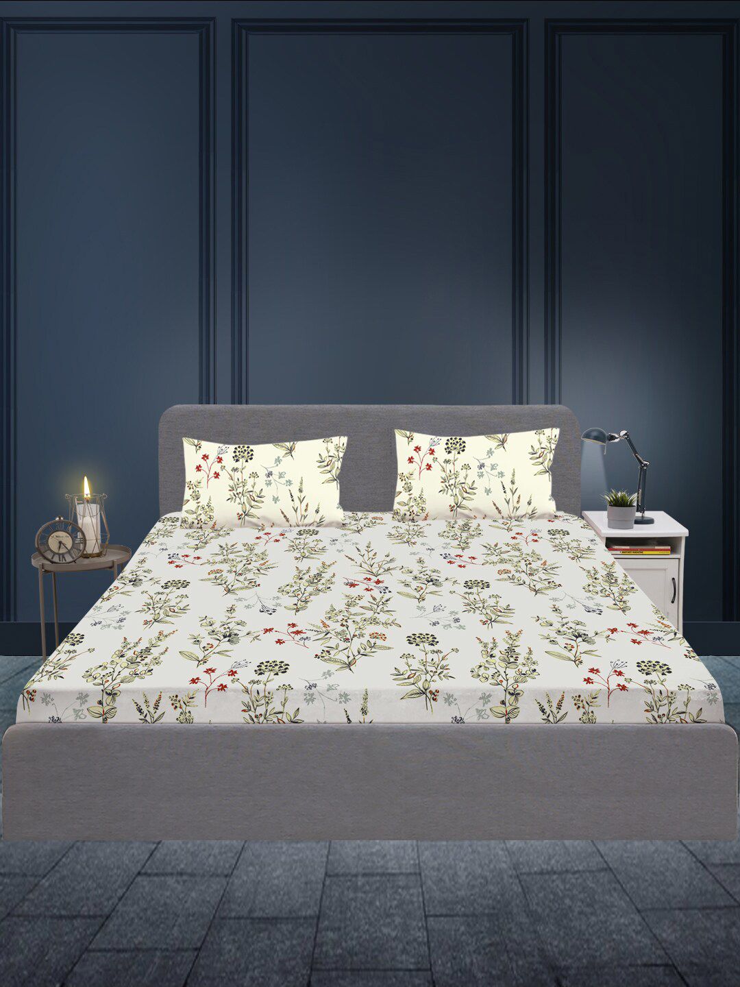 SLEEPX  Floral 180 TC King Cotton Bedsheet with 2 Pillow Covers Price in India