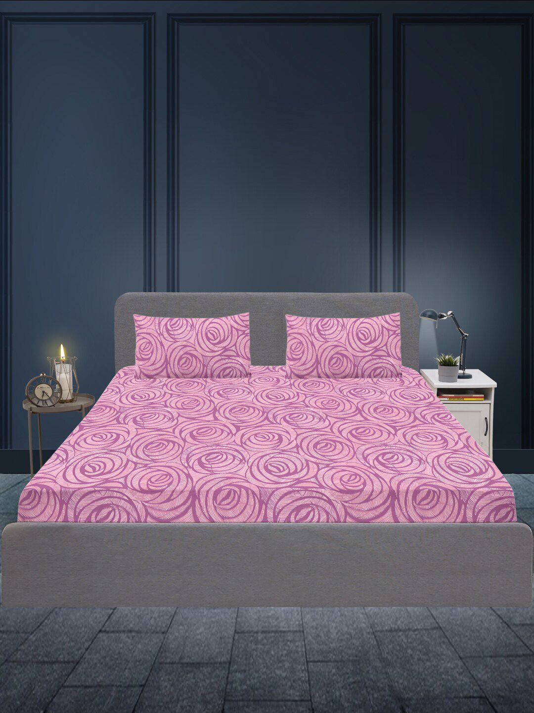 SLEEPX Pink Geometric 180 TC King Bedsheet with 2 Pillow Covers Price in India