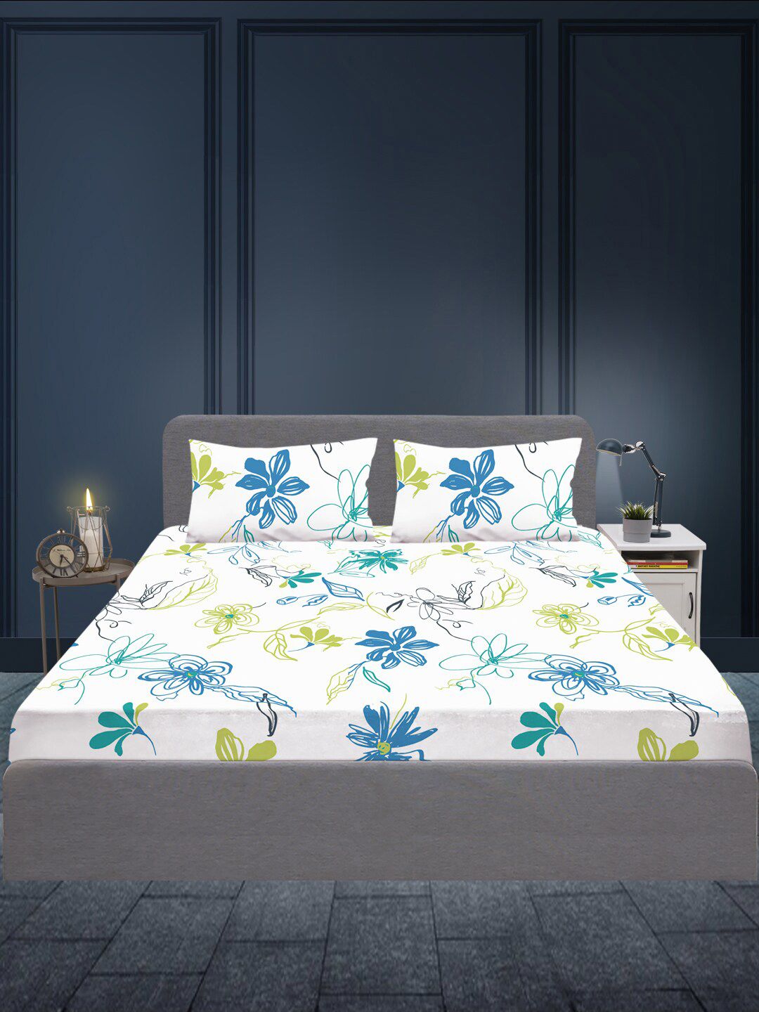 SLEEPX  Floral 180 TC King Cotton Bedsheet with 2 Pillow Covers Price in India