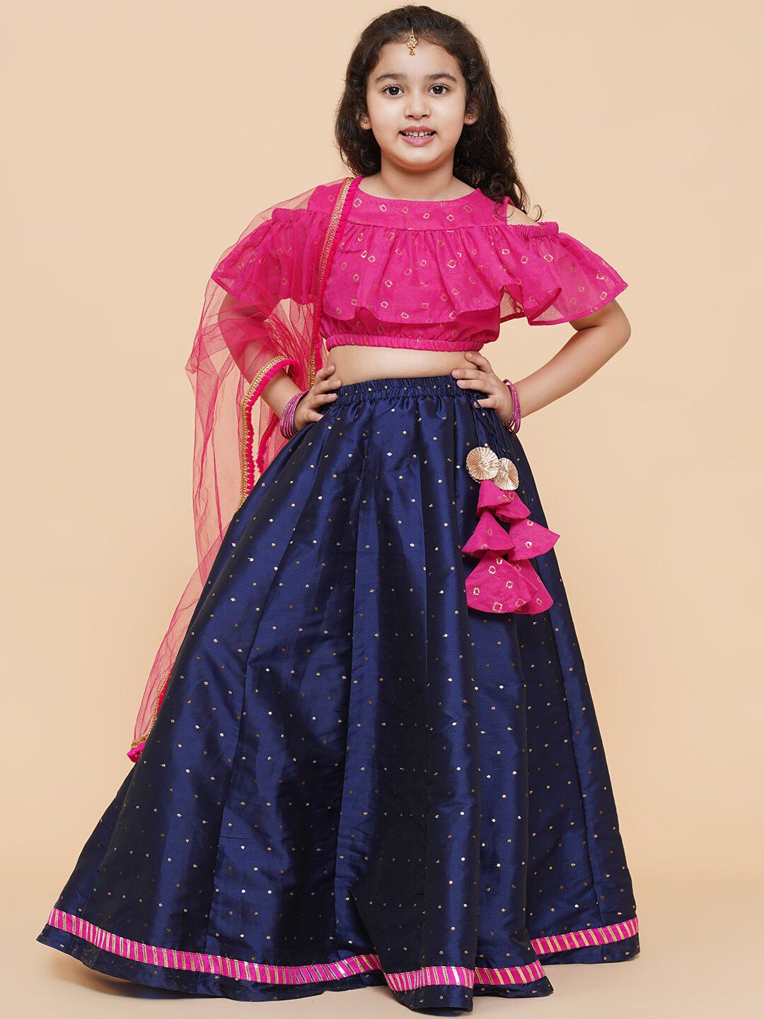 Bitiya by Bhama Girls Printed Ready to Wear Lehenga & Blouse With Dupatta Price in India