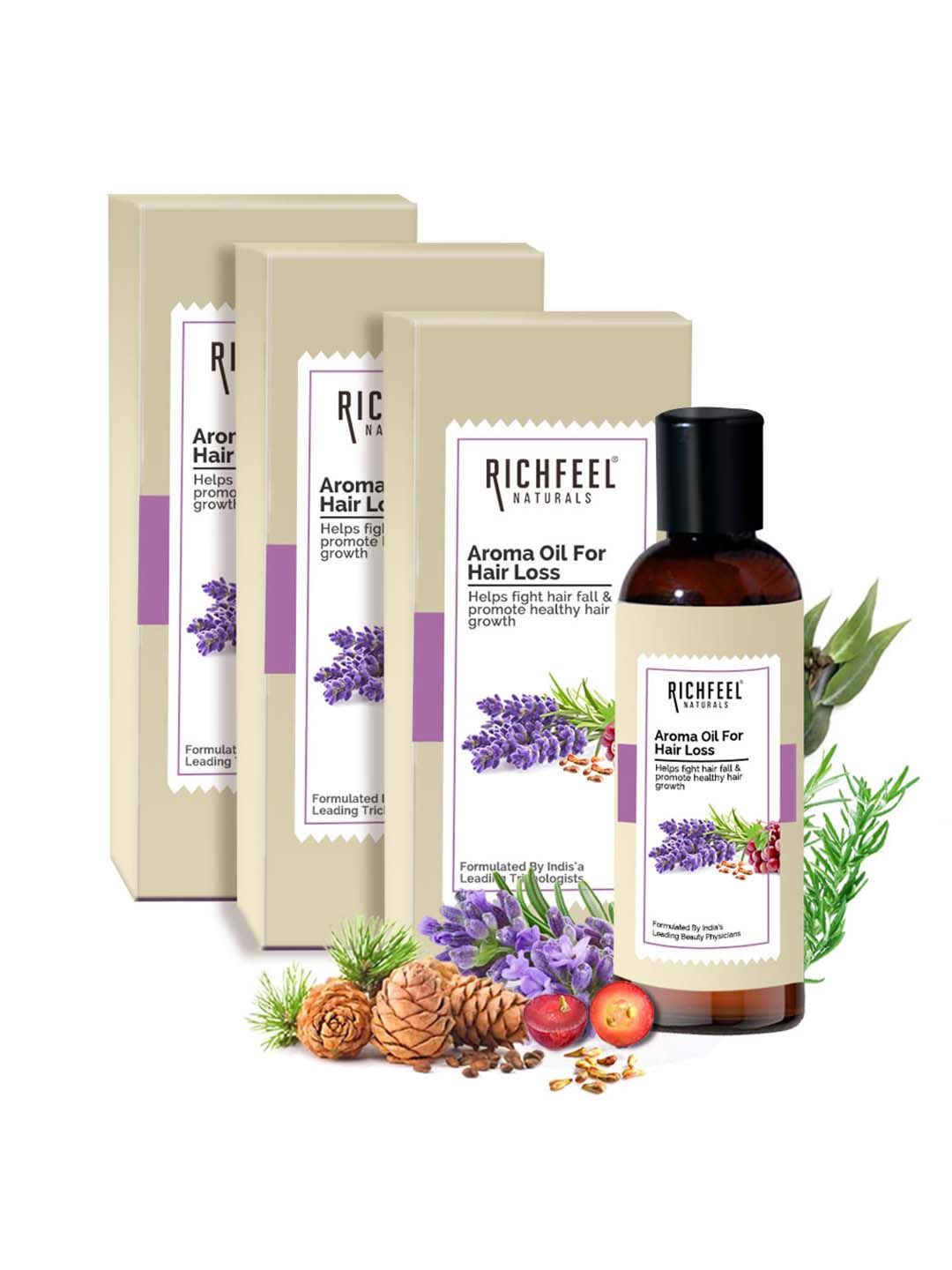 Richfeel Set of 3 Vegan & Cruelty-Free Aroma Hair Oil for Hair Loss - 100 ml each