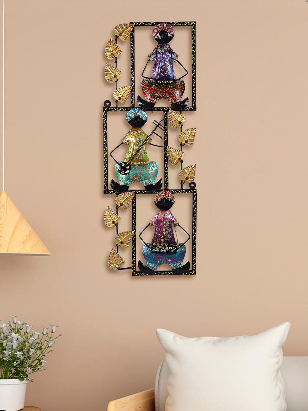 Aapno Rajasthan Black & Brown Printed Tribal Lady Musicians Wall Hanging Price in India