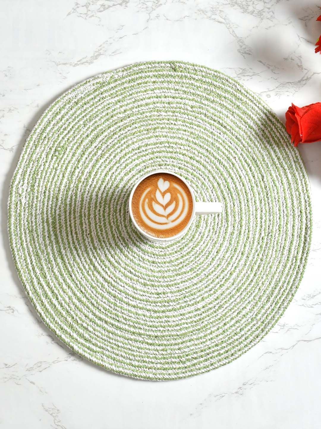 Homefab India Set Of 6 Green Braided Cotton Table Placemats Price in India