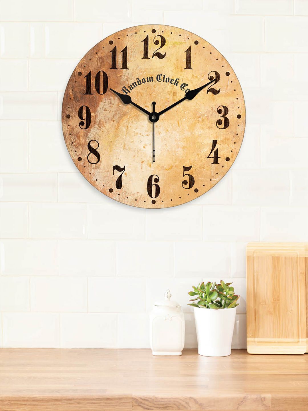 RANDOM Black & Yellow Printed Contemporary Wall Clock Price in India