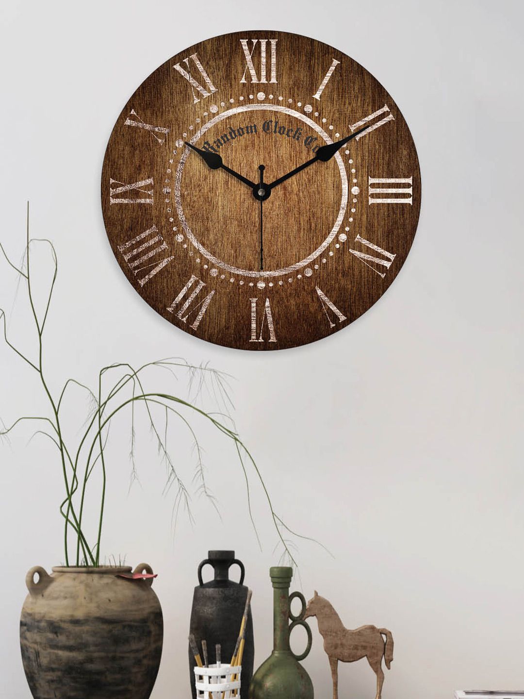 RANDOM Brown & White Printed Contemporary Wall Clock Price in India