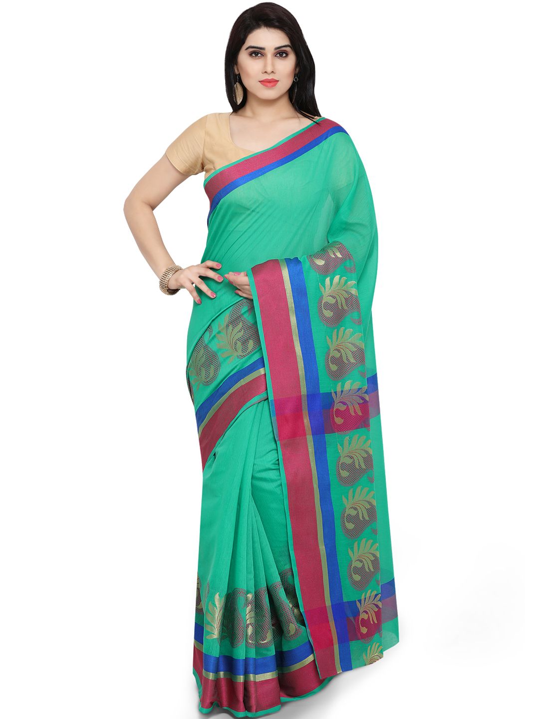 Saree mall Green Solid Art Silk Saree Price in India