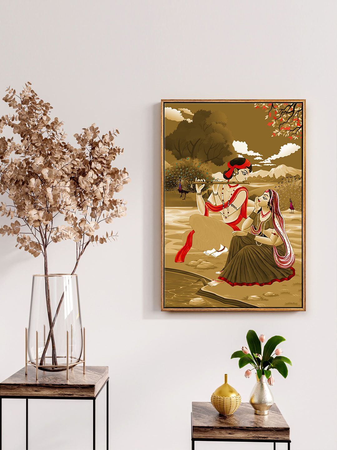 999Store Olive Green & Red Printed Framed Wall Art Price in India