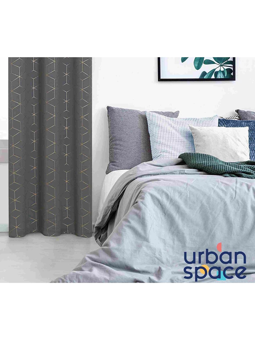 URBAN SPACE Geometric Room Darkening Long Door Curtain Price in India