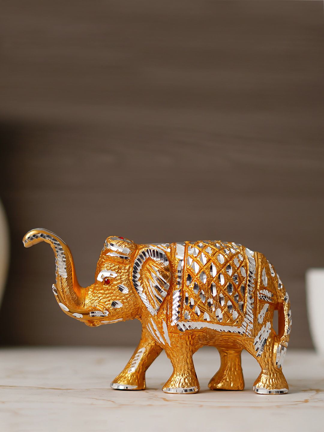 eCraftIndia Gold-Colored Solid Metal Elephant Showpiece Price in India