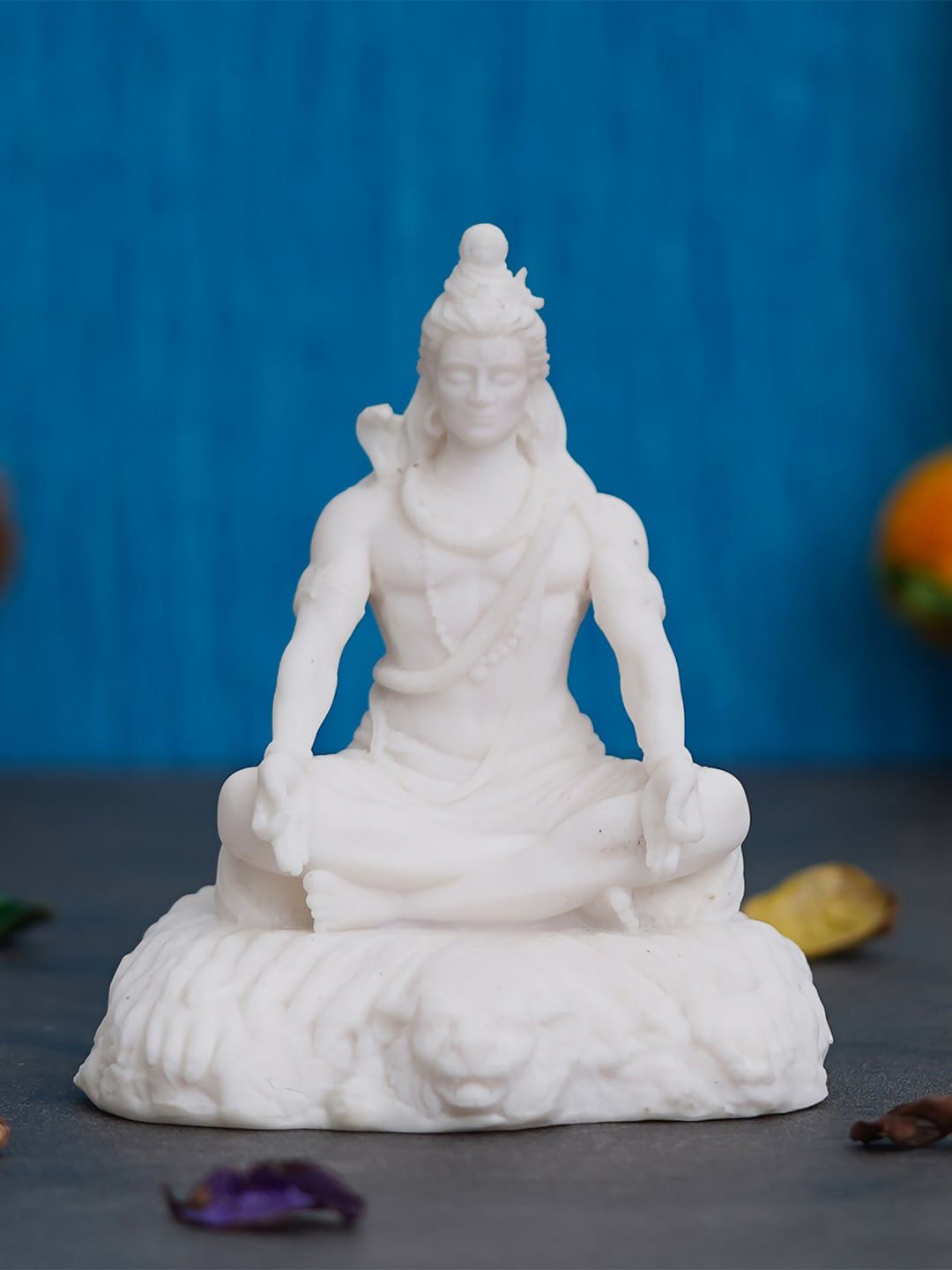 eCraftIndia White Solid Lord Shiva Sitting Statue Showpiece Price in India