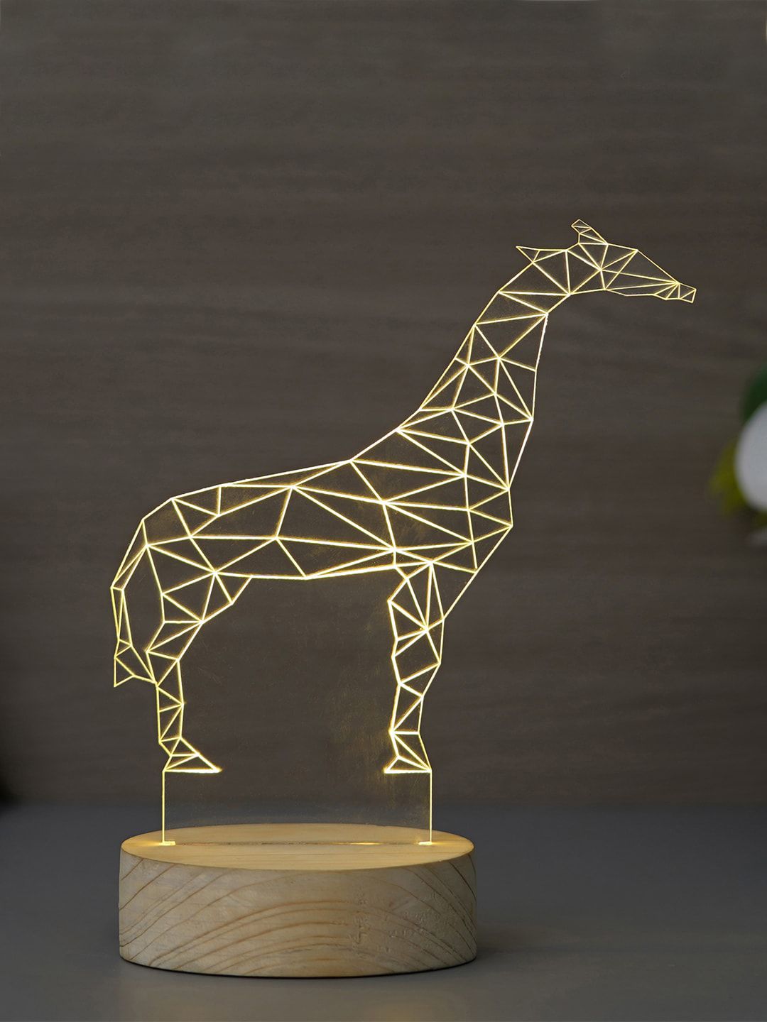 eCraftIndia Brown Giraffe Design Carved on Acrylic & Wood Base Table Lamp Price in India