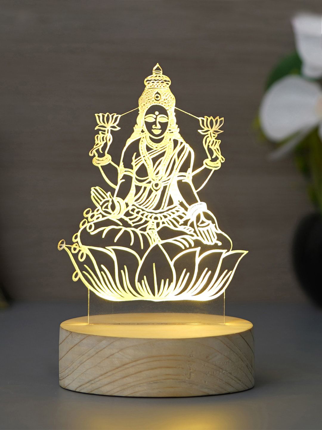 eCraftIndia Brown Goddess Saraswati Design Table Lamp Price in India