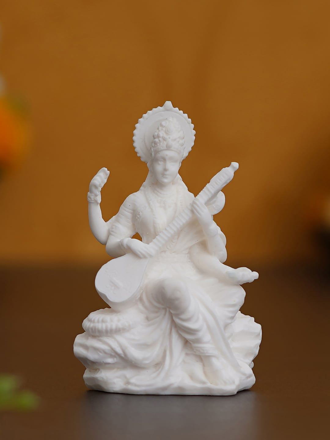 eCraftIndia White Solid Goddess Saraswati Statue Showpiece Price in India