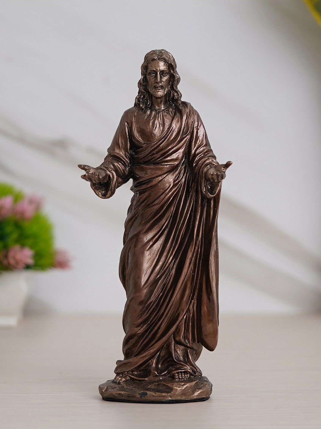 eCraftIndia Brown Solid Jesus Christ with Open Arms Showpieces Price in India