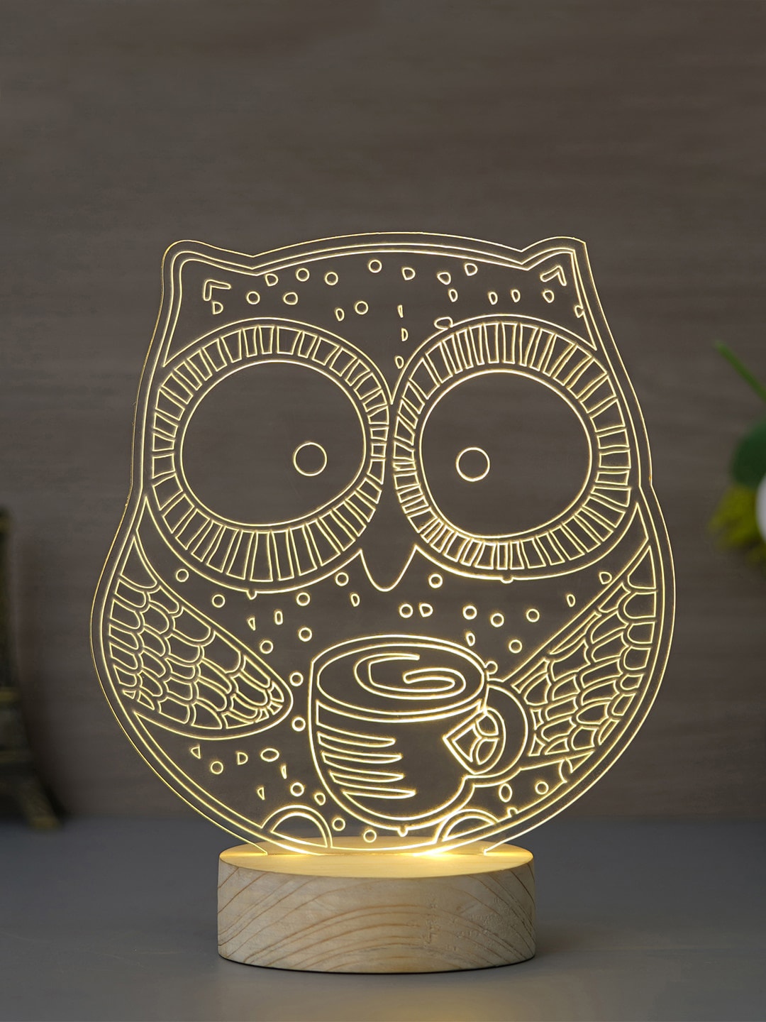 eCraftIndia Brown Owl Shaped Table Lamp Price in India