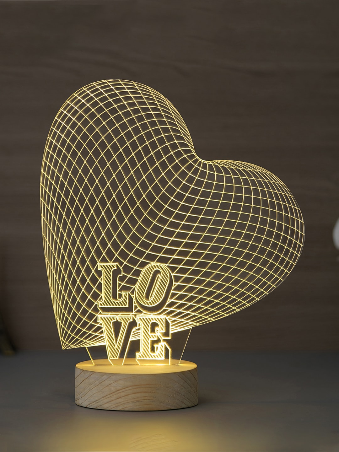 eCraftIndia Brown Heart Shaped Love Table Lamp Price in India