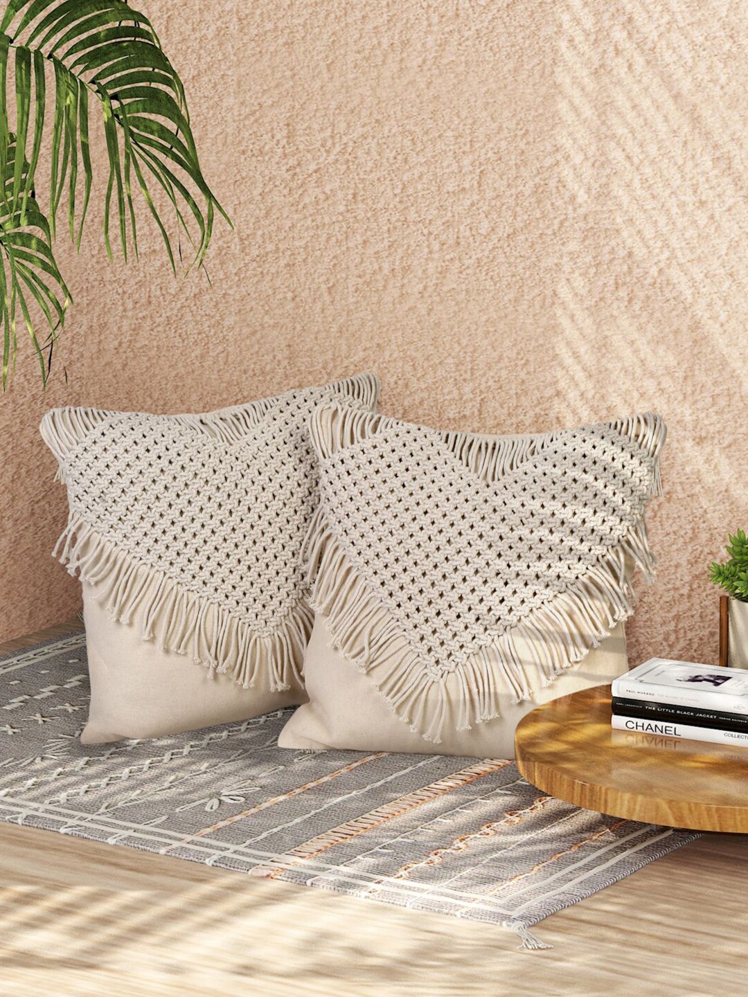 Sangria Set of 2 White Cushion Cotton Covers Price in India