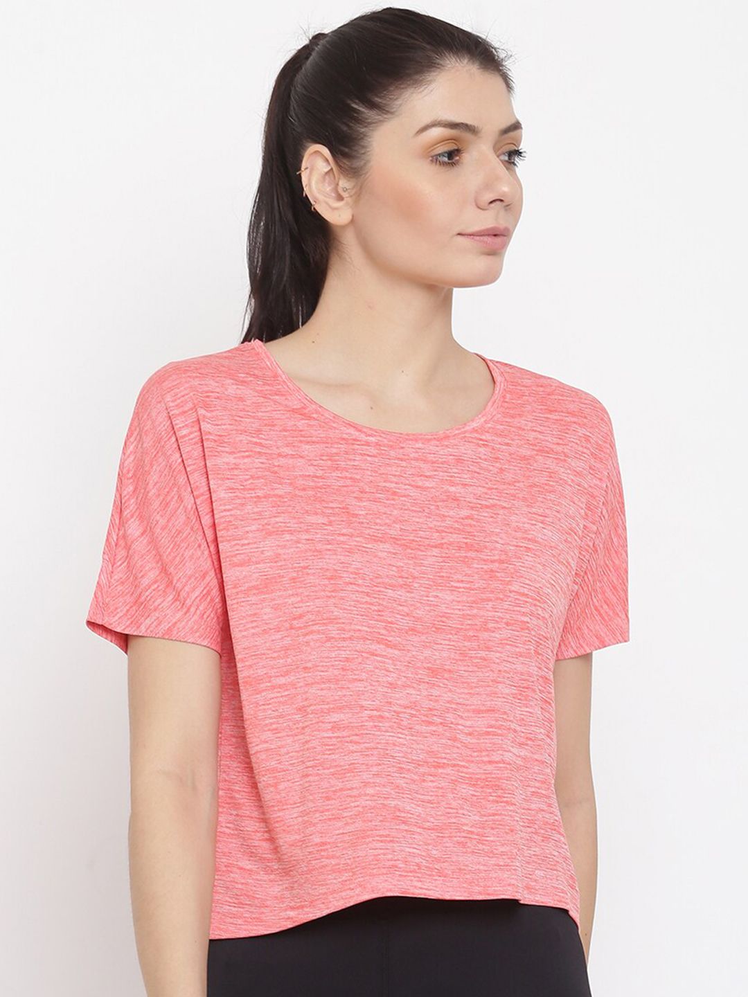 MKH Women Peach-Coloured Dri-FIT T-shirt Price in India