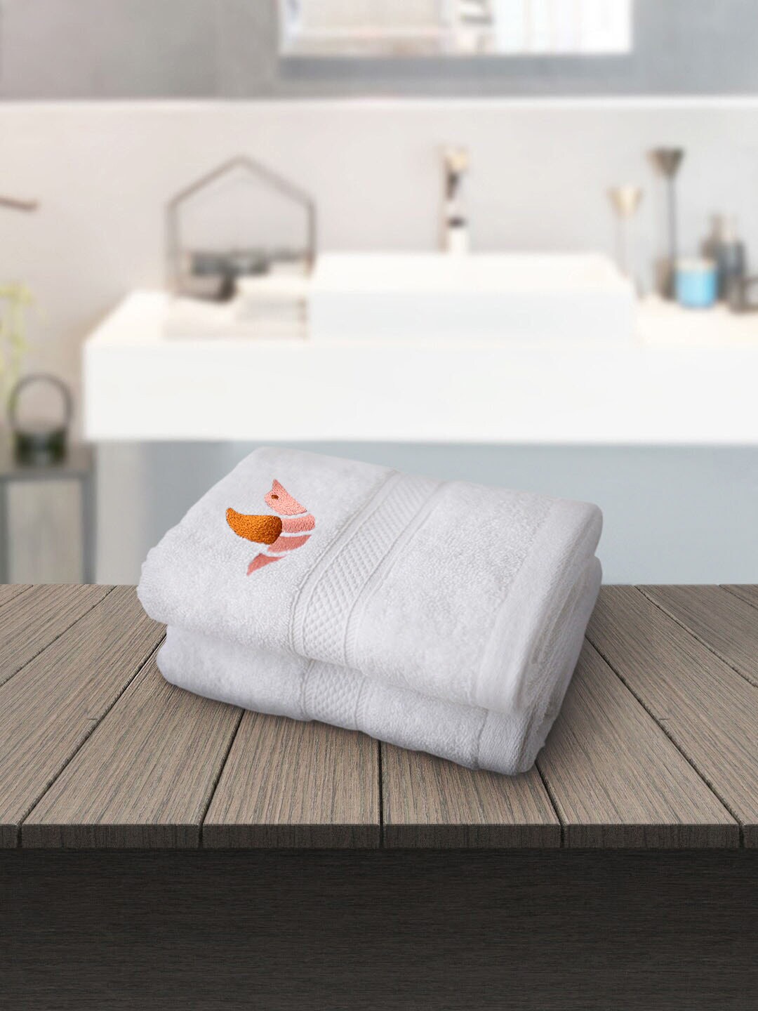 PETAL HOME Set Of 2 White Solid 550 GSM Cotton Hand Towels Price in India