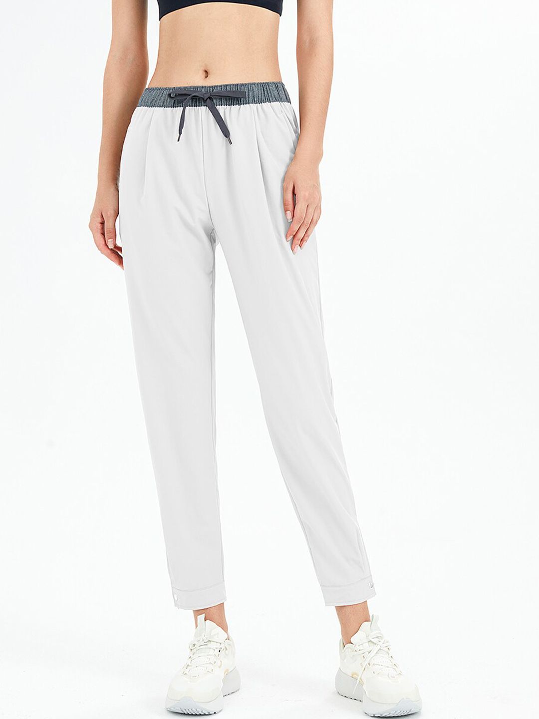 JC Collection Women White Solid Relaxed Fit Track Pant Price in India