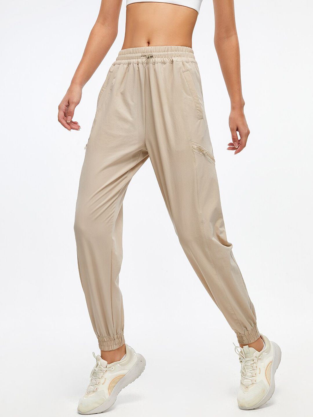 JC Collection Women Khaki Solid Relaxed-Fit Joggers Price in India