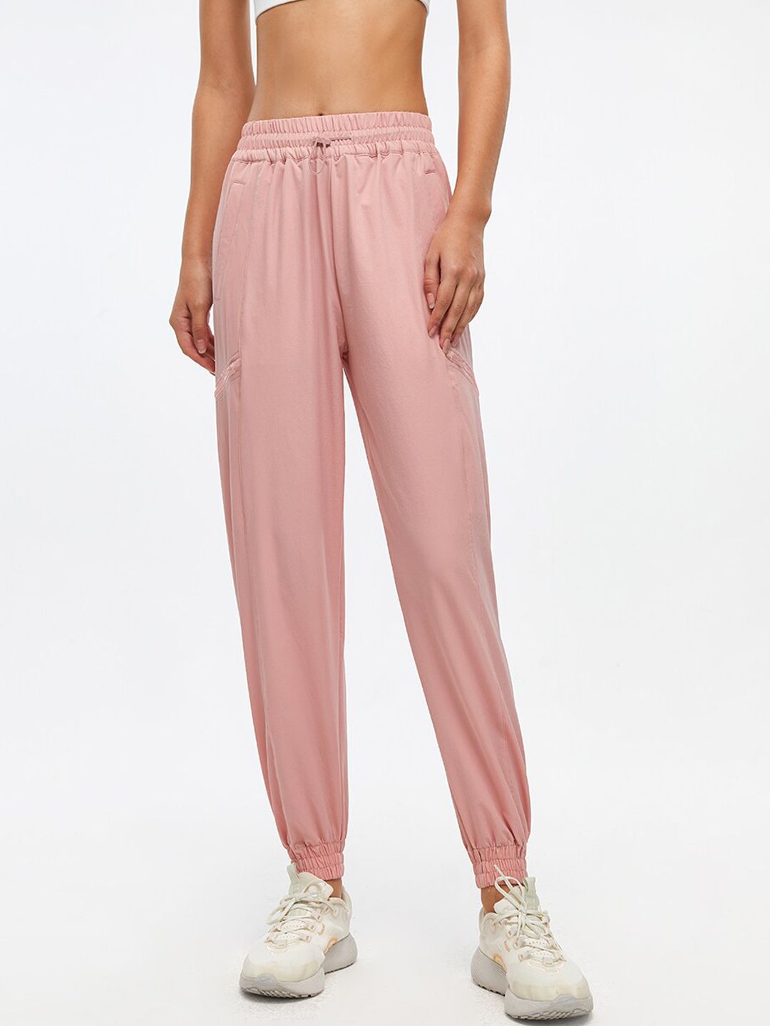JC Collection Women Pink Solid Relaxed-Fit Joggers Price in India
